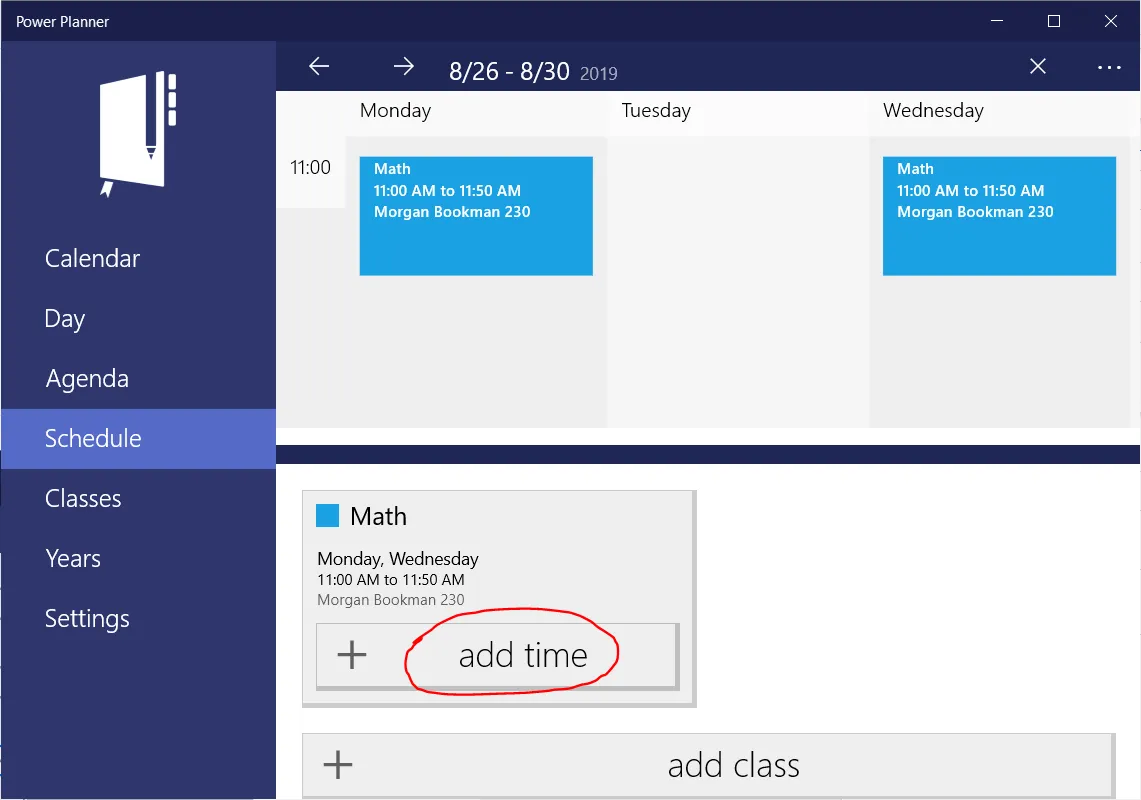 Add time button
