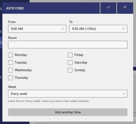 Typing in custom time