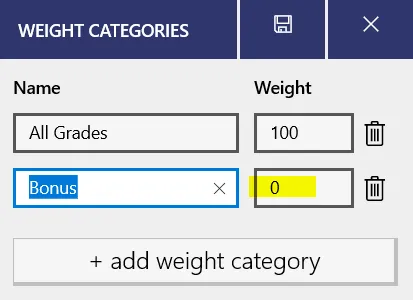 Adding bonus weight
