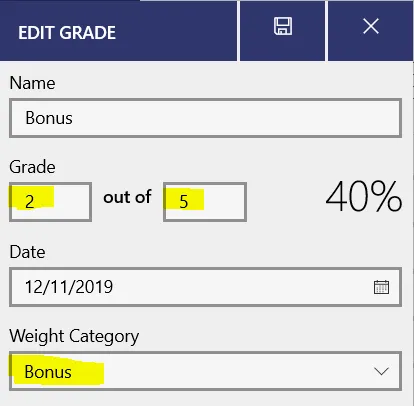Adding extra grade item