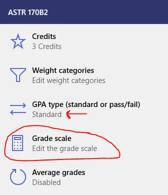 Clicking grade scale